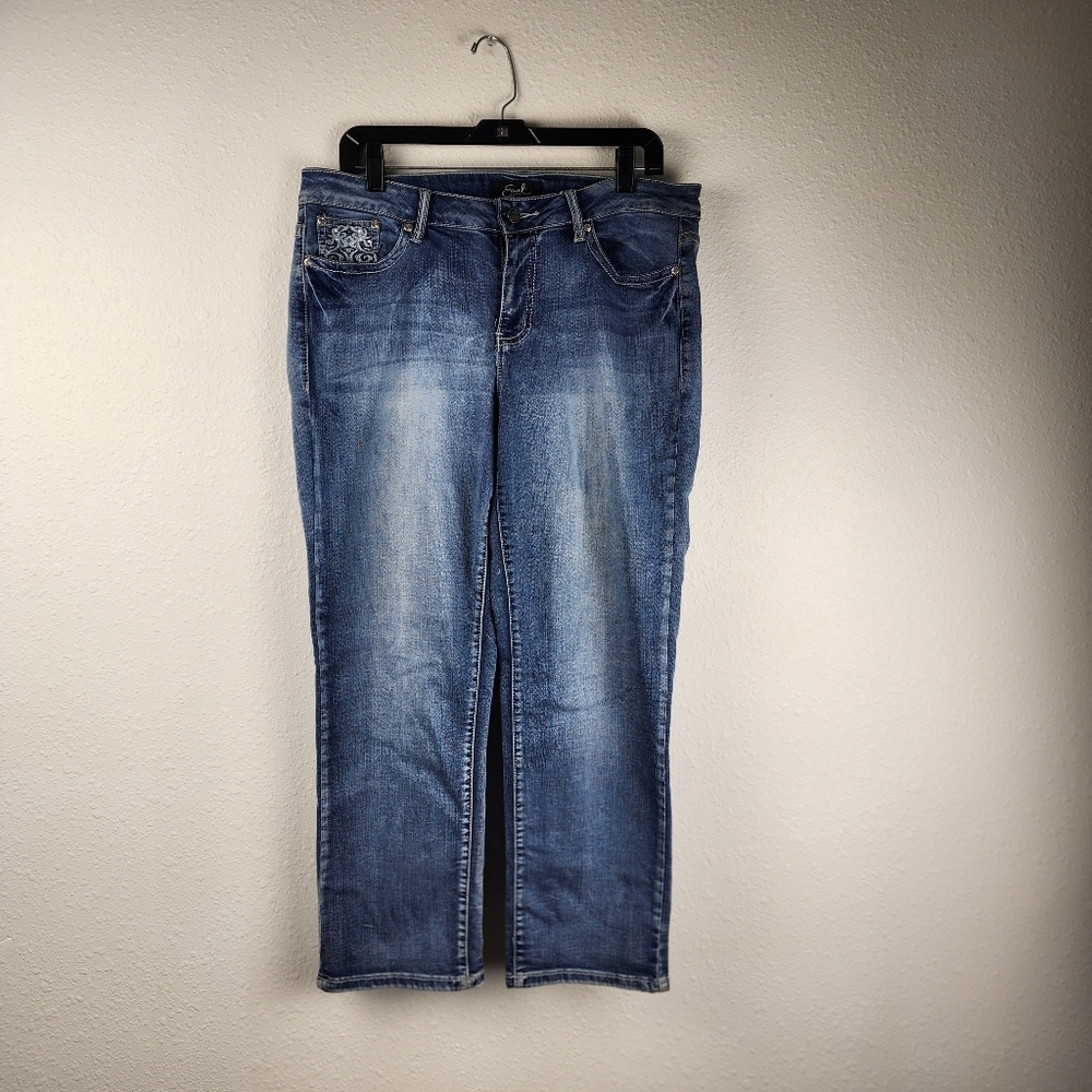 Earl Blue Jeans Rodeo Western Boot Cut With Embellished Pockets Plus Size 14